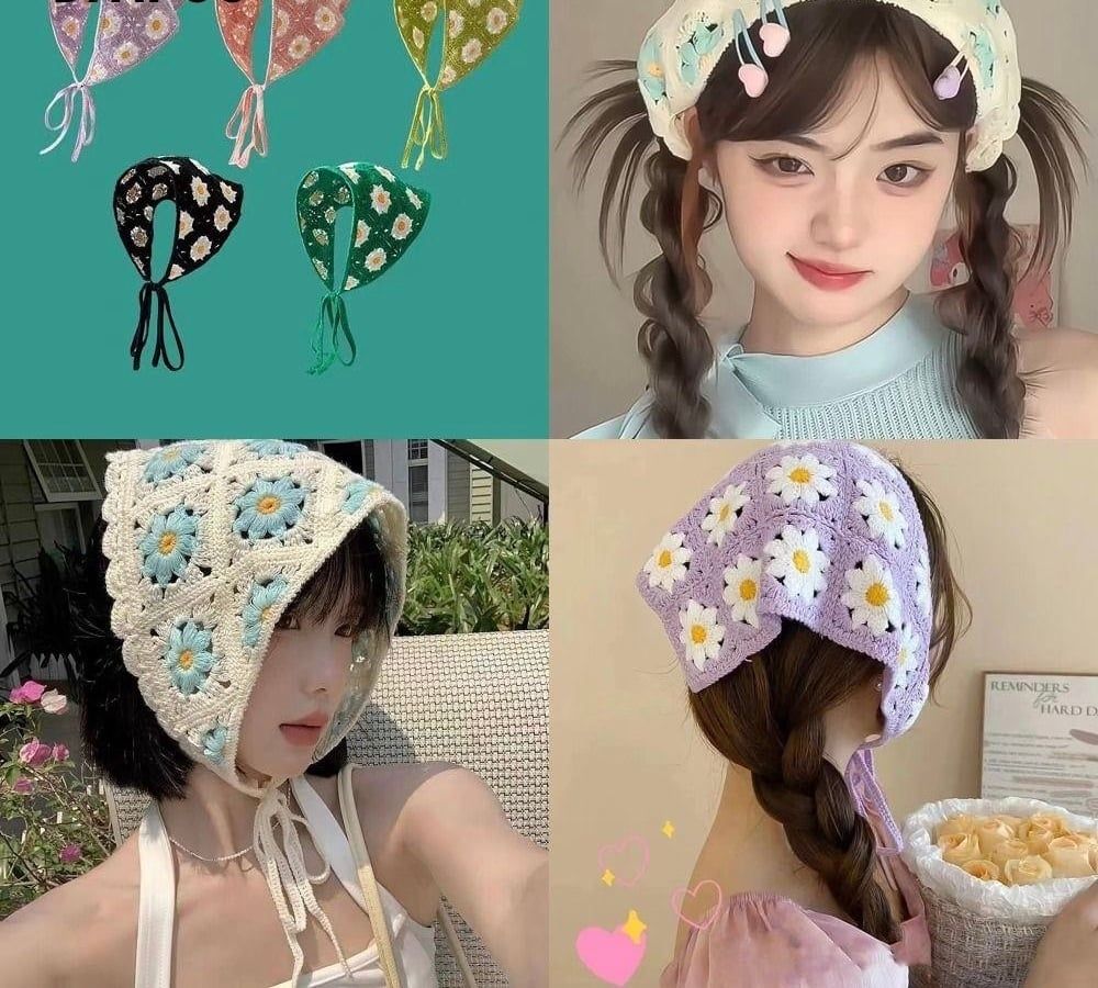 Khăn len cột đầu