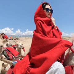 Áo Choàng Len Đỏ Có Nón