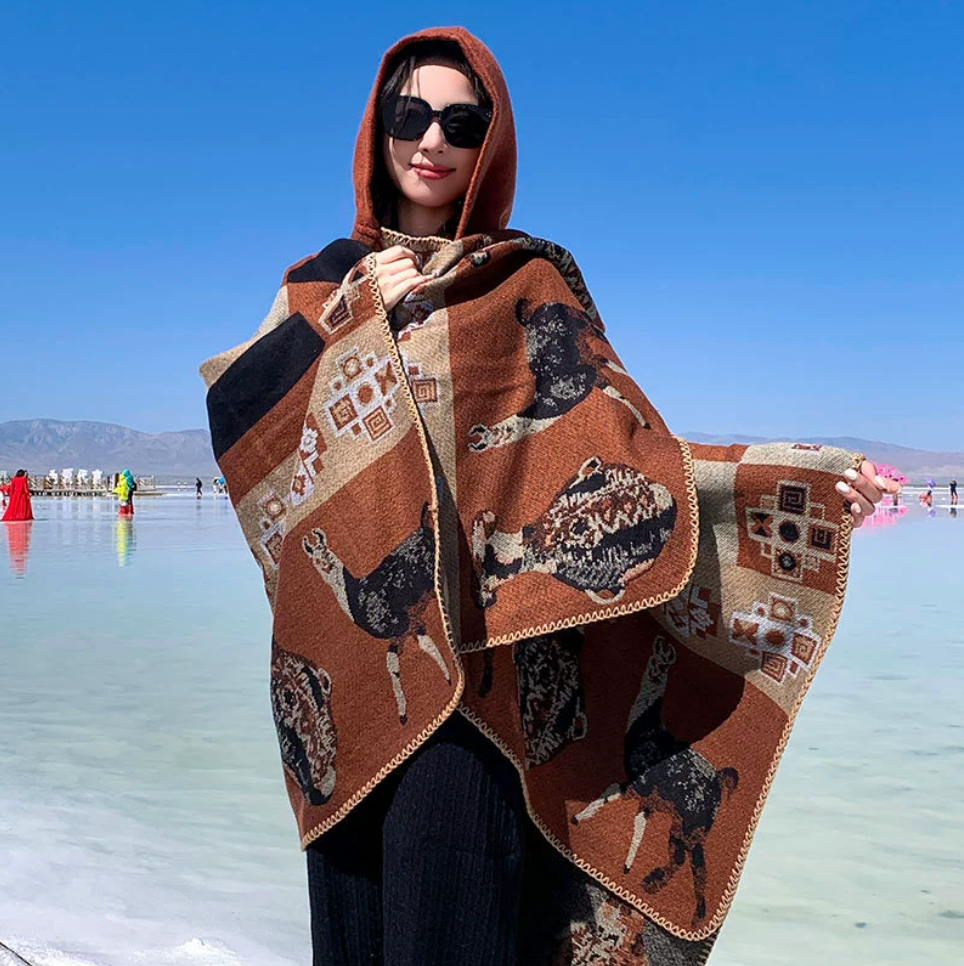 Áo Choàng Len Đỏ Có Nón