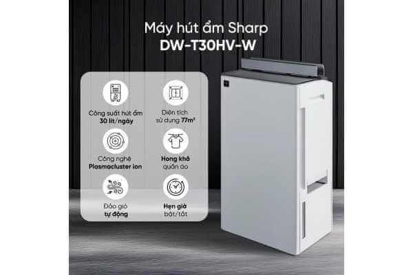 Máy hút ẩm Sharp DW-T30HV-W | Hiệu Quả Cho Phòng < 77 m² – Chính Hãng
