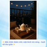  Bộ ấm tách trà 6 món họa tiết hoa cam 