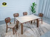 bộ bàn ăn mặt bàn đá chân gỗ l119