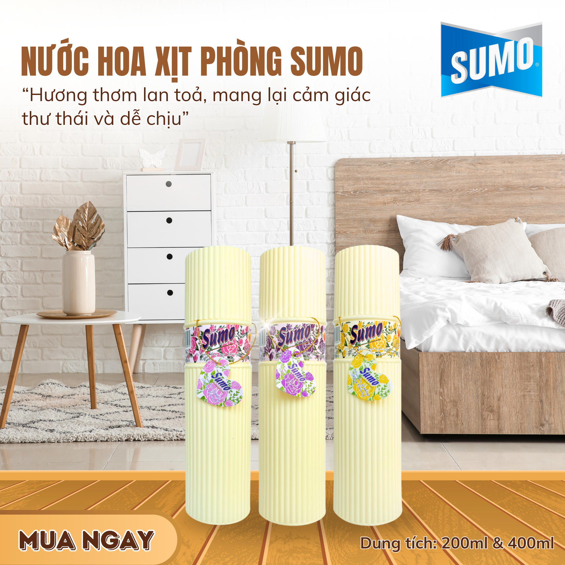  Nước Hoa Xịt Phòng Sumo 400ml 3 Mùi Hương Cao Cấp, Lan Toả Hương Thơm Êm Dịu 