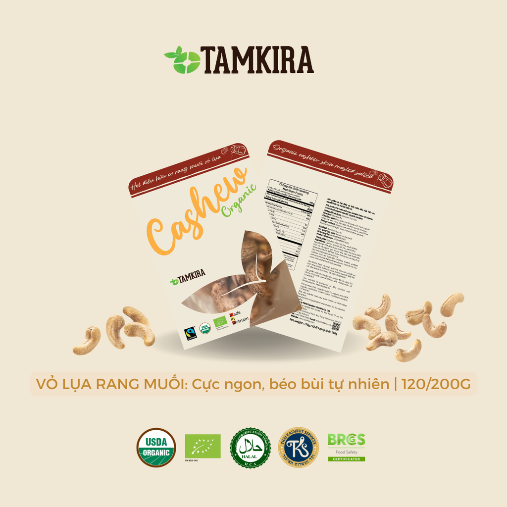HẠT ĐIỀU HỮU CƠ VỎ LỤA RANG MUỐI