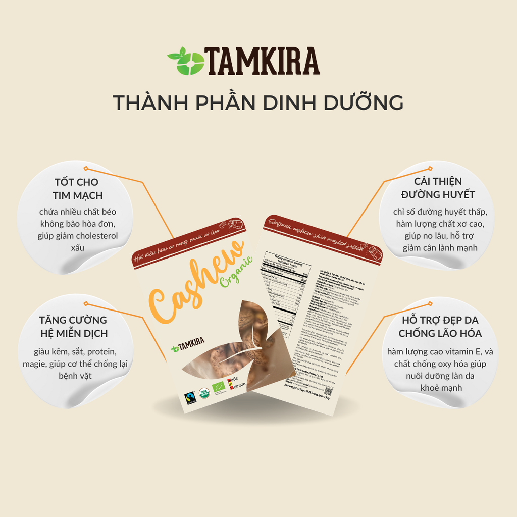 HẠT ĐIỀU HỮU CƠ VỎ LỤA RANG MUỐI