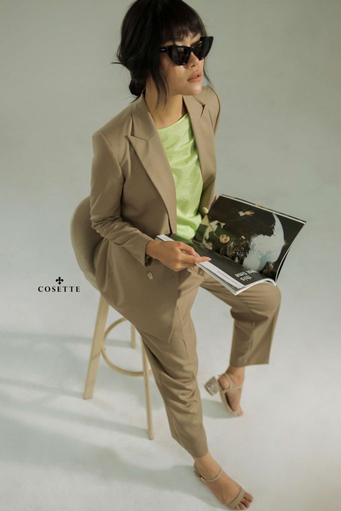  Áo tay liền nhún thun xanh chuối 