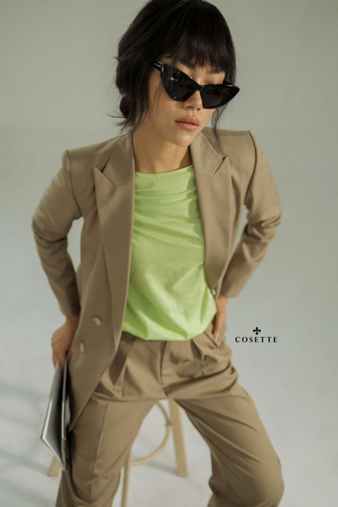  Áo tay liền nhún thun xanh chuối 