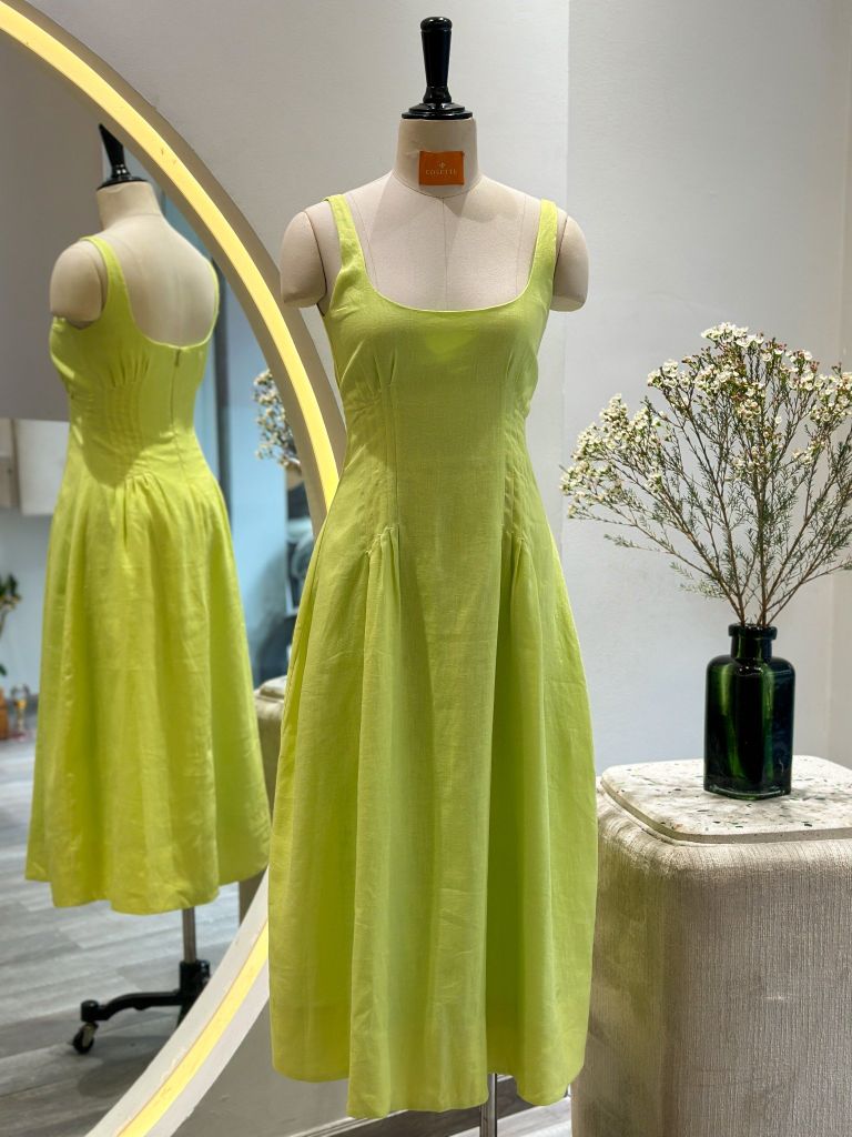  Đầm 2 dây pen thân xanh chuối 