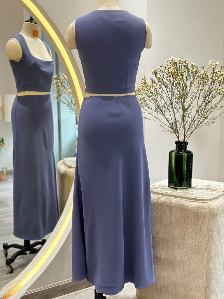  Chân váy dài lụa tím 