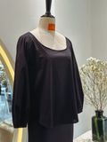  Áo cổ tròn tay dài đen 