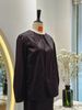 Áo xẻ trụ tay dài phồng đen