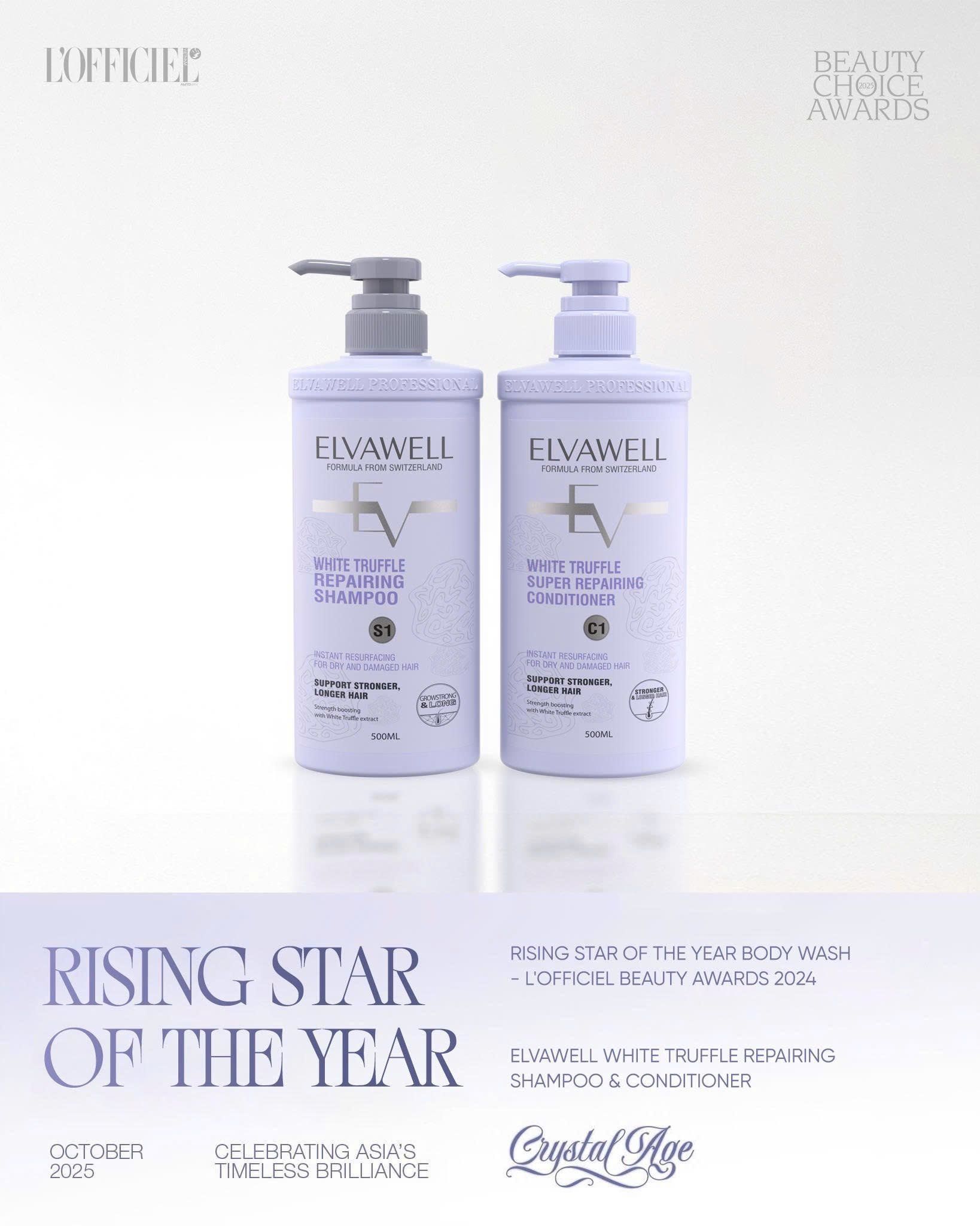  (1000ml) Cặp dầu gội phục hồi hư tổn siêu suôn mượt Elvawell 