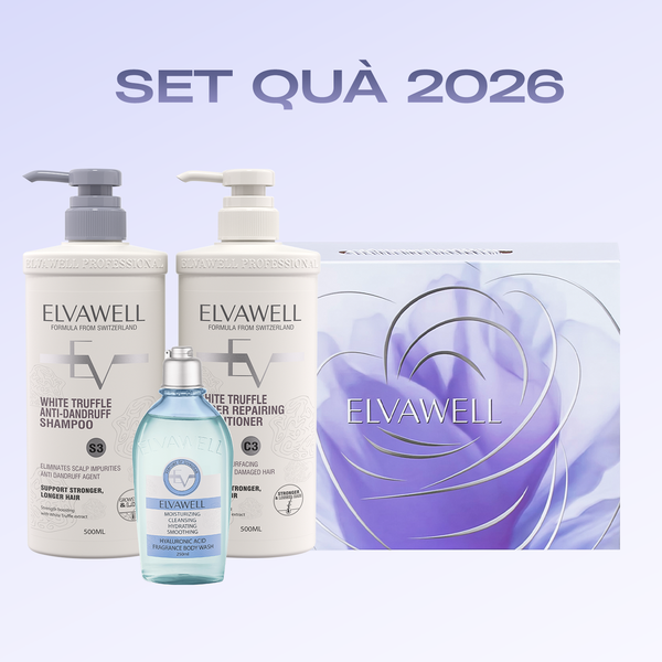  Hộp quà Dầu gội trắng + Sữa tắm Baby Blue Elvawell 