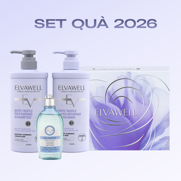  Hộp quà Dầu gội tím + Sữa tắm Baby Blue Elvawell 