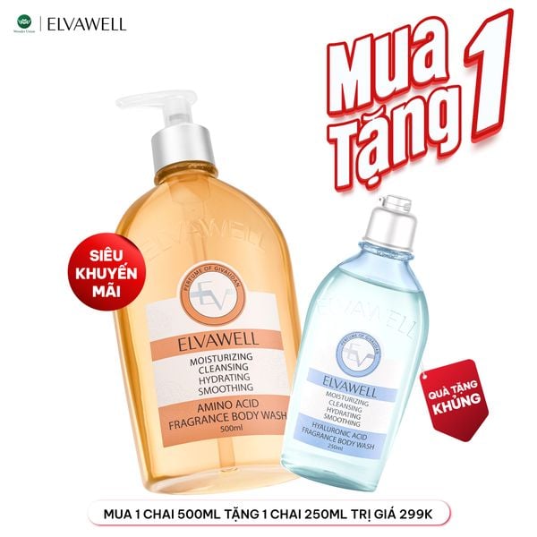  Sữa tắm nước hoa nuôi dưỡng cấp ẩm Elvawell (500ml) - Sữa tắm Amino Acid Elvawell - Miss Wonder 