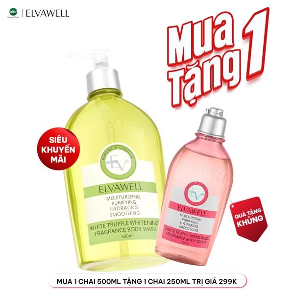  Sữa tắm nấm truffle trắng da Elvawell (500ml) - Sữa tắm White Truffle Whitening Elvawell - Elva Spirit 