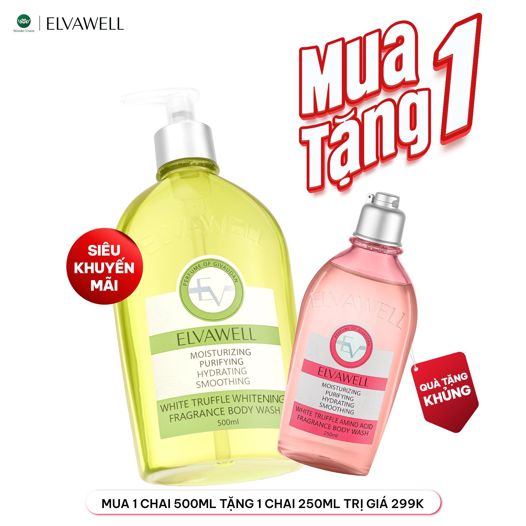  Sữa tắm nấm truffle trắng da Elvawell (500ml) - Sữa tắm White Truffle Whitening Elvawell - Elva Spirit 