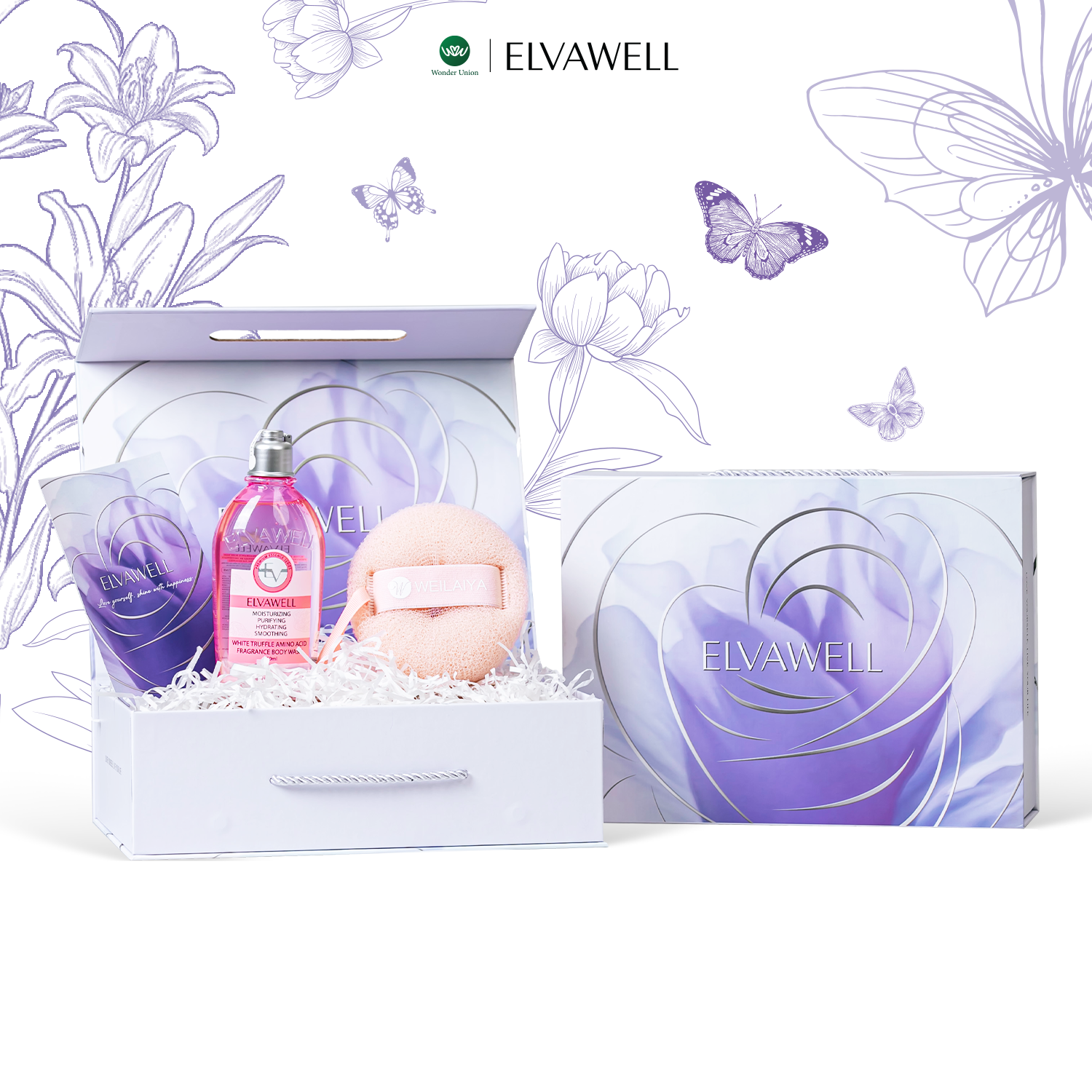  Hộp quà Sữa tắm nấm Truffle hương nước hoa La Rose 250ml Elvawell 