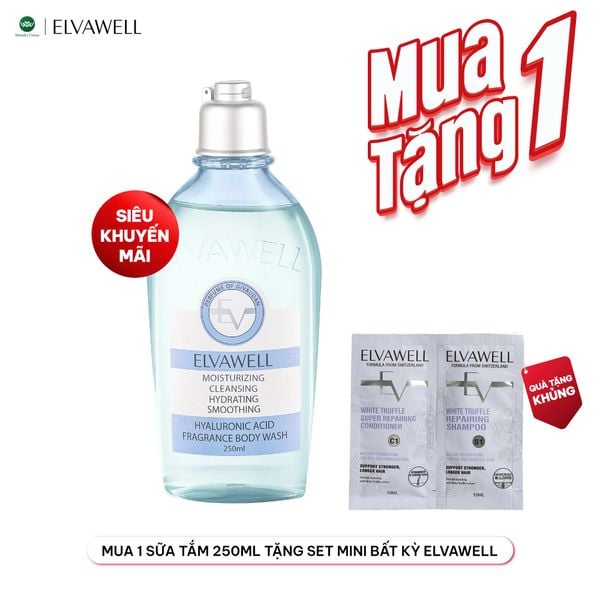 Sữa tắm nước hoa cấp ẩm Elvawell (250ml) - Sữa tắm Hyaluronic Acid Elvawell - Baby Blue 