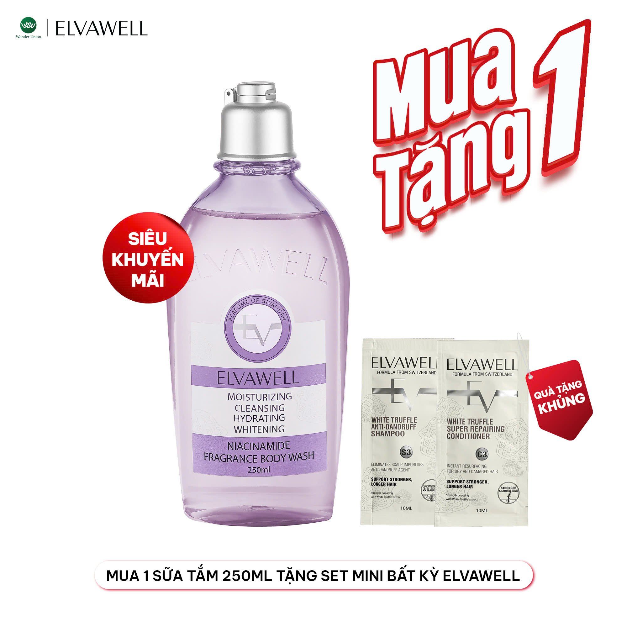  Sữa tắm nước hoa trắng da Niacinamide Elvawell (250ml) - Sữa tắm Niacinamide Elvawell - Soul Healing 