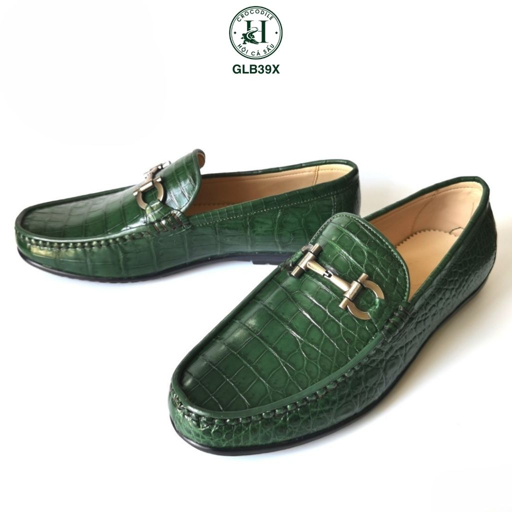 GLB39X – Giày lười da bụng cá sấu phiên bản màu xanh Green | Có sẵn – Đẳng cấp và khác biệt