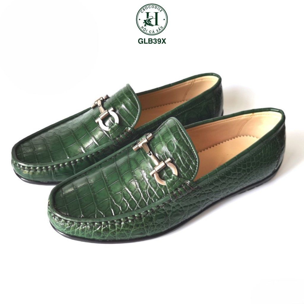 GLB39X – Giày lười da bụng cá sấu phiên bản màu xanh Green | Có sẵn – Đẳng cấp và khác biệt
