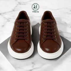 TTN119 – GIÀY THỂ THAO DA CÁ SẤU MÀU NÂU LUXURY – CHẤT ĐẲNG CẤP, FORM PHONG CÁCH