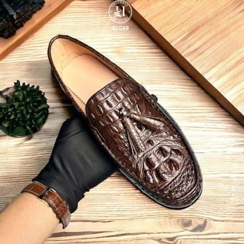 GLG68 – Giày lười đế cao da gù cá sấu thật | Sang trọng – Cá tính – Độc bản