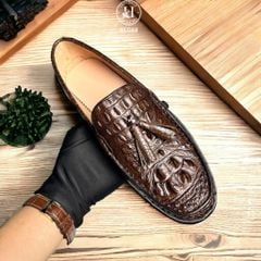 GLG68 – Giày lười đế cao da gù cá sấu thật | Sang trọng – Cá tính – Độc bản