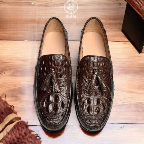 GLG68 – Giày lười đế cao da gù cá sấu thật | Sang trọng – Cá tính – Độc bản
