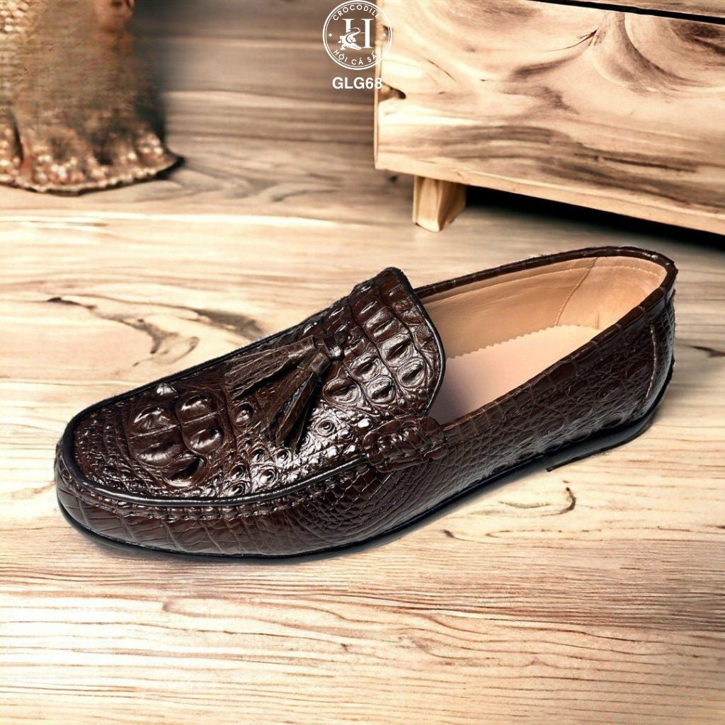 GLG68 – Giày lười đế cao da gù cá sấu thật | Sang trọng – Cá tính – Độc bản