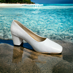 GCS3VT – GIÀY NỮ DA CÁ SẤU MÀU TRẮNG – THANH LỊCH & ĐẲNG CẤP PHÁI ĐẸP