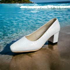 GCS3VT – GIÀY NỮ DA CÁ SẤU MÀU TRẮNG – THANH LỊCH & ĐẲNG CẤP PHÁI ĐẸP