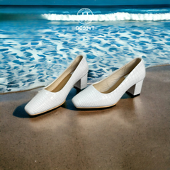 GCS3VT – GIÀY NỮ DA CÁ SẤU MÀU TRẮNG – THANH LỊCH & ĐẲNG CẤP PHÁI ĐẸP