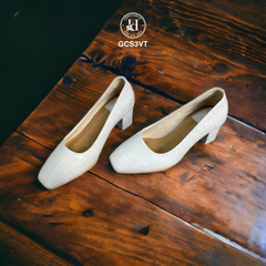 GCS3VT – GIÀY NỮ DA CÁ SẤU MÀU TRẮNG – THANH LỊCH & ĐẲNG CẤP PHÁI ĐẸP