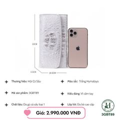 VÍ CẦM TAY DA CÁ SẤU BẠCH TẠNG 3GBT89