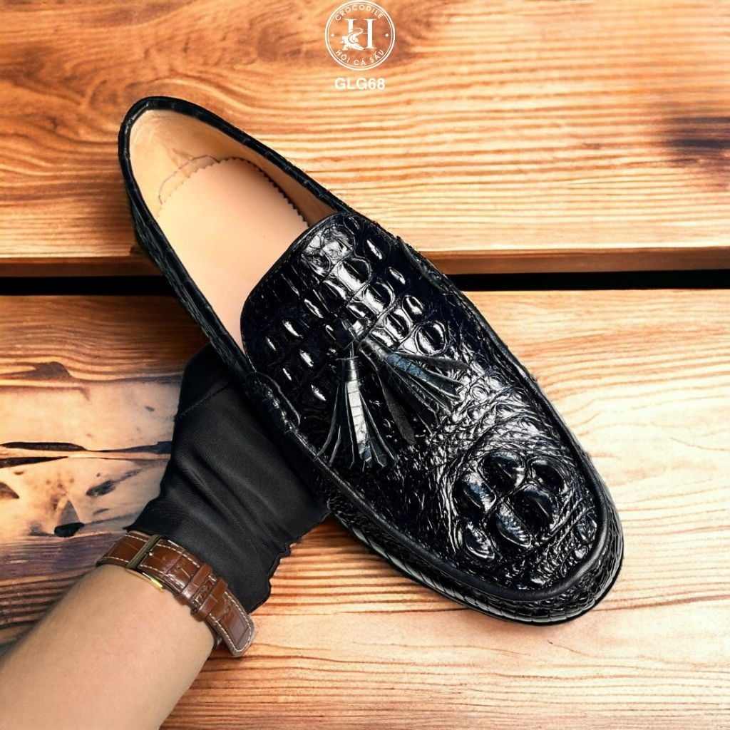 GLG68 – Giày lười đế cao da gù cá sấu thật | Sang trọng – Cá tính – Độc bản