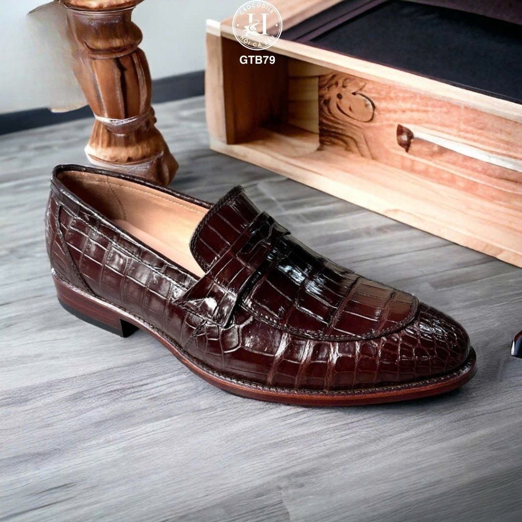 GTB79 – Giày Tây không dây da bụng cá sấu | Tối giản lịch lãm – Đẳng cấp vượt thời gian