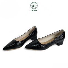 Giày nữ gót vuông da bụng cá sấu cao cấp - GCS3V