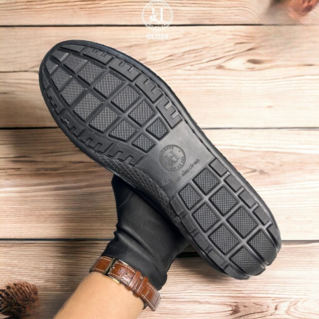 GLG68 – Giày lười đế cao da gù cá sấu thật | Sang trọng – Cá tính – Độc bản