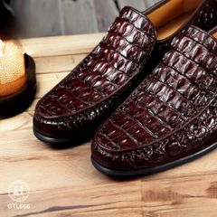 GTL666 – Giày lười đế cao da lưng cá sấu ( Nâu ) | Đậm chất nam tính – Tăng chiều cao tinh tế