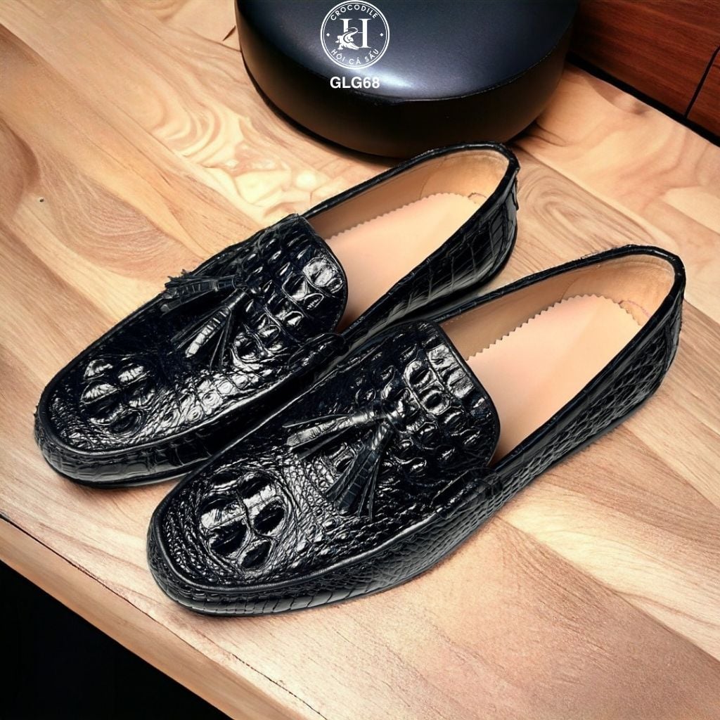 GLG68 – Giày lười đế cao da gù cá sấu thật | Sang trọng – Cá tính – Độc bản