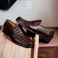 GTL666 – Giày lười đế cao da lưng cá sấu ( Nâu ) | Đậm chất nam tính – Tăng chiều cao tinh tế