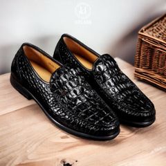 GTL666 – Giày lười đế cao da lưng cá sấu ( Nâu ) | Đậm chất nam tính – Tăng chiều cao tinh tế