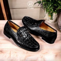 GTL666 – Giày lười đế cao da lưng cá sấu ( Nâu ) | Đậm chất nam tính – Tăng chiều cao tinh tế