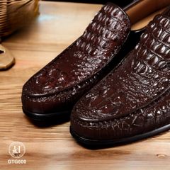 GTG600 – Giày lười đế cao da gù cá sấu thật 100% ( Màu Đen ), chuẩn quý ông hiện đại