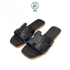 Dép nữ quai ngang cá sấu HỘI CÁ SẤU CROCODILE H39, khâu đế thủ công đi êm chân, BH 5 năm