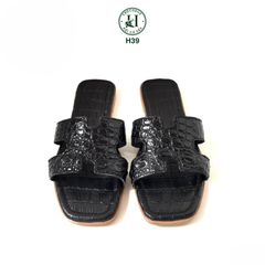 Dép nữ quai ngang cá sấu HỘI CÁ SẤU CROCODILE H39, khâu đế thủ công đi êm chân, BH 5 năm