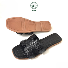 Dép nữ quai ngang cá sấu HỘI CÁ SẤU CROCODILE H39, khâu đế thủ công đi êm chân, BH 5 năm