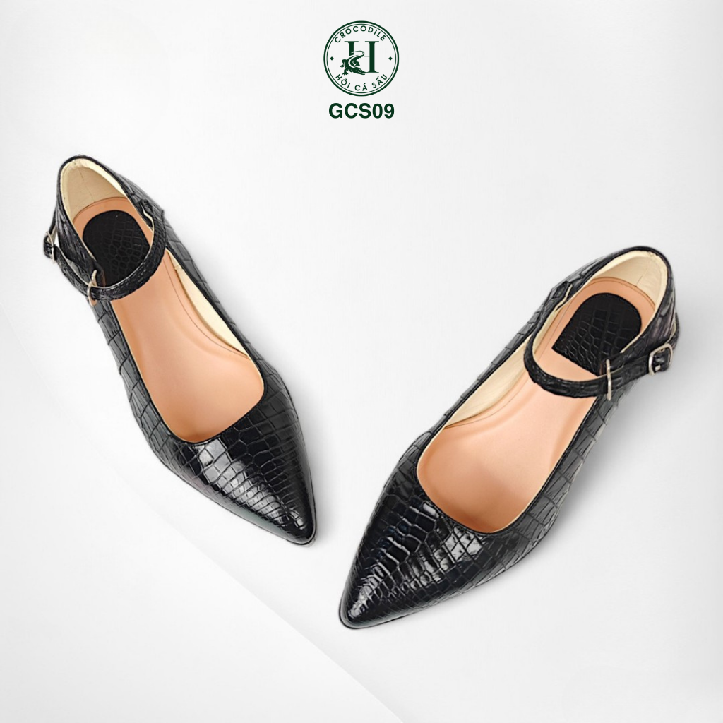 Giày nữ đế đúp da bụng cá sấu cao cấp GCS09